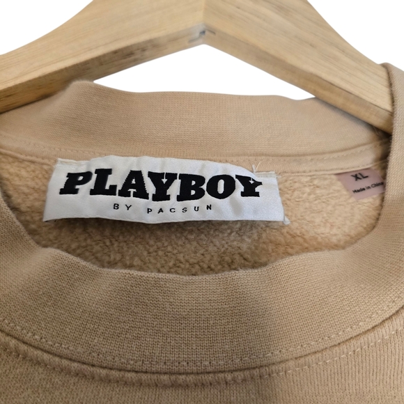 Playboy by PacSun Logo Sweatshirt, Tan Long Sleeve, Size XL, Pre-owned-Excellent - Picture 2 of 12
